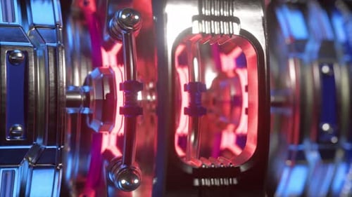 Futuristic Mechanical Engine Core with Glowing Red Light Animation