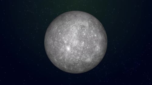Mercury planet Rotating on space or galaxy and stars milky way, Animation planet Mercury seen. 1859