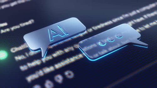 Futuristic AI Chat Bubbles and Scrolling Text Interface Animation