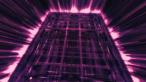 Purple Square Lights Lines Animation Background