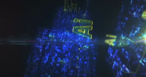 Tecnología de inteligencia artificial, símbolos de IA, bucle, concepto