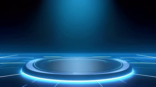Podium Futuristische Vitrine mit Plattform für Produktausstellungen. Leeres modernes Bühnendisplay