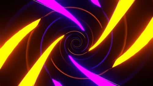 Purple And Orange Neon Spiral In Mirror Tunnel Background Vj Loop In 4K