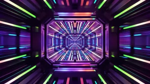 Futuristic Cyberpunk Neon Tunnel Loop Animation