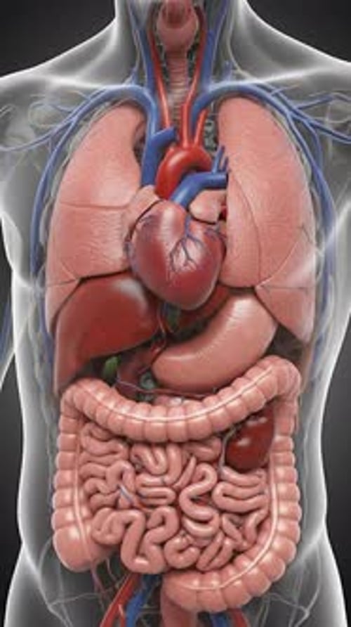 Beating Heart | Anatomical Torso View 3D Medical Animation Vertical | Manestream Den