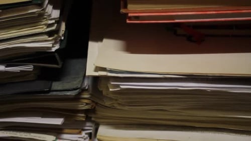 Old Papers and Documents in the Drawer in the Archive