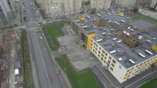 School Building with Charming Design Located in Small Town