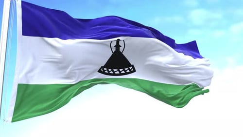 Lesotho Horizontal Flag In The Sky Speed Waving