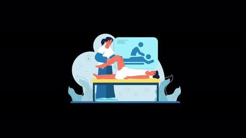 Animated Illustration of Physical Therapy Rehabilitation Session