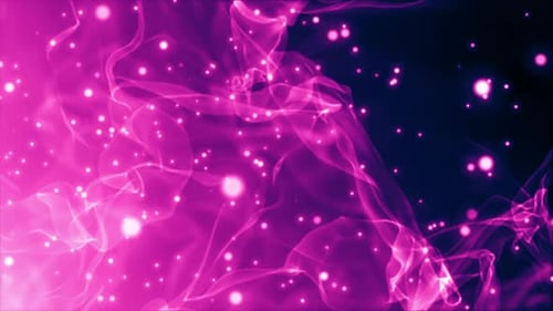 Dynamic Pink and Purple Fluid Motion Background with Glowing Particles