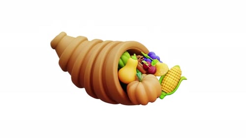 3D-Animation Füllhorn, Ernte, Fülle, Erntedankfest, Herbst, saisonal