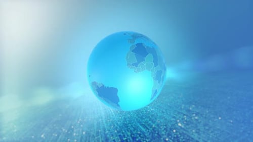 Digital Earth Globe Network with Location Marker Animation