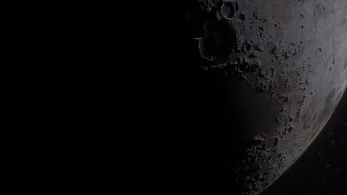 Realistic Moon Surface Rotation in Dark Space with Stars
