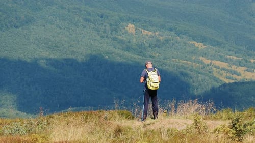 Adult Hiker Enjoying Mountain Views