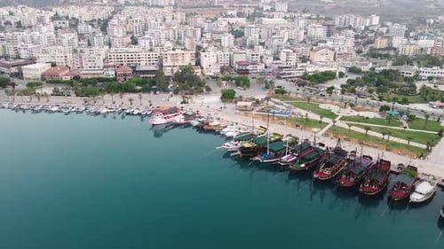 Aerial View of Seaside Town