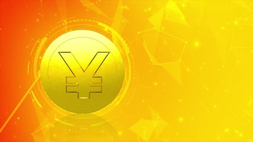 Yen Gold Coin With Plexus Background Loop V3