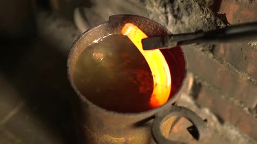 Hot Horseshoe Cooled in Liquid