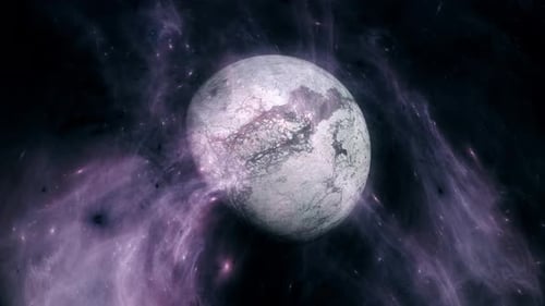 Abstract Space Planet Rotating in Cosmic Nebula