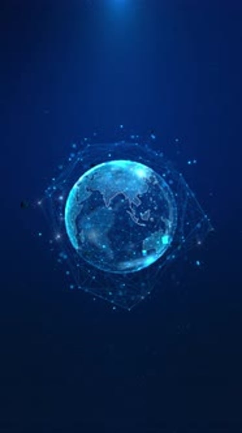 News media 4K Business expansion worldwide background global Digital Clouds Earth rotating animation