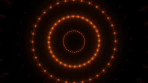 Abstract Glowing Orange Concentric Circles Light Tunnel Background