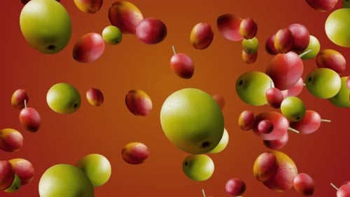 Slow Motion Of Closeup Shots Mango Fruits Falling Down Animation. Healthy Delicious Fruits Falling.
