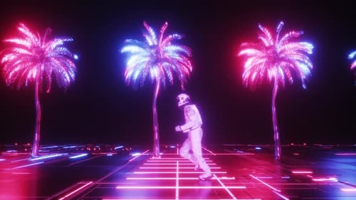 Boucle de fond synthwave Runing Astronaut