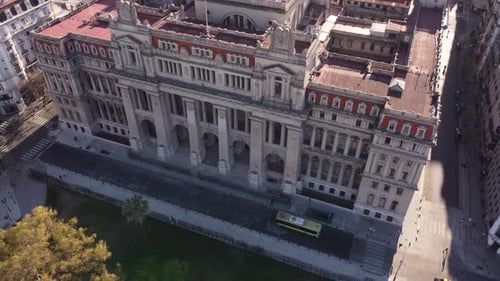 Aerial over building of Supreme Court of Justice of the Argentine Nation. Buenos Aires.