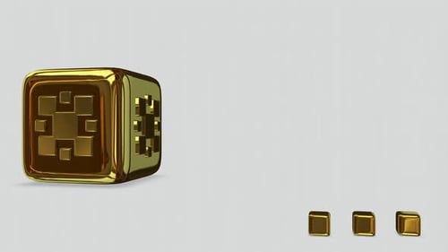 Luxus-Geschäftshintergrund, Goldwürfel, exklusiv, Reflexion, Figuren, 3D-Render