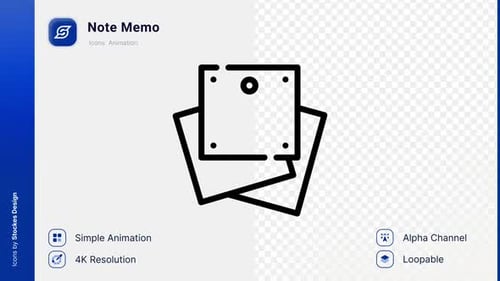 Animated Minimalist Line Art Note Memo Icon