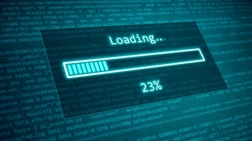 Digital Loading Progress Bar Animation with Code Background. Futuristic Animated Progress Bar.