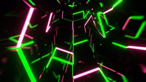 Grüner und hellrosa Strobe abstrakter neonfarbener achteckiger Portal-Hintergrund Vj Loop I 4K
