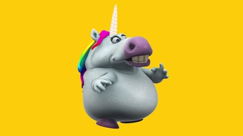 Fun 3D cartoon unicorn dancing (with alpha channel)