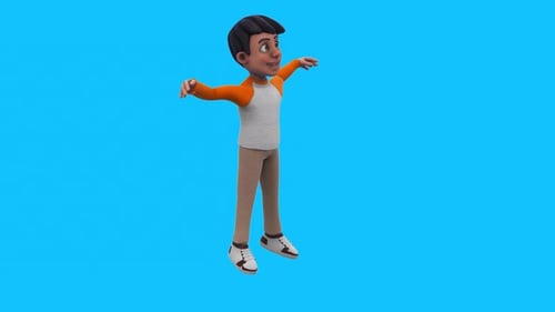 Dessin animé amusant en 3D pour enfants qui sautent (avec canal alpha inclus)