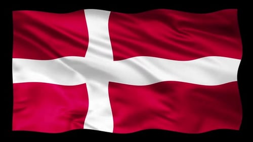 Seamless Loop Waving Flag of Denmark