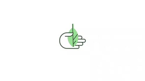 Animated Flat Design Hand Holding Leaf Icon