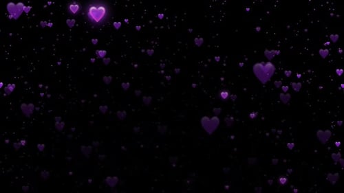 Romantic Floating Purple Hearts Animated Background
