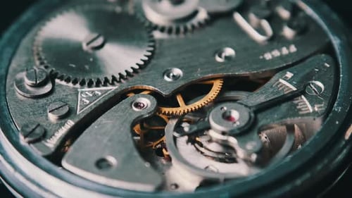 Vintage Stopwatch Mechanism in Macro