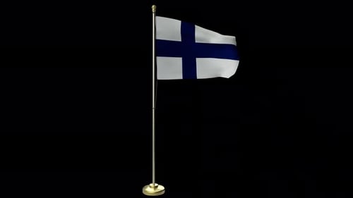 Realistic 3D Finland Flag Waving Animation