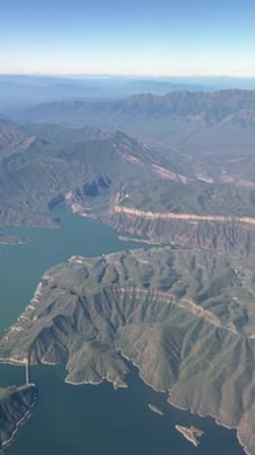 Mountains and Lake from Above Aerial Footage