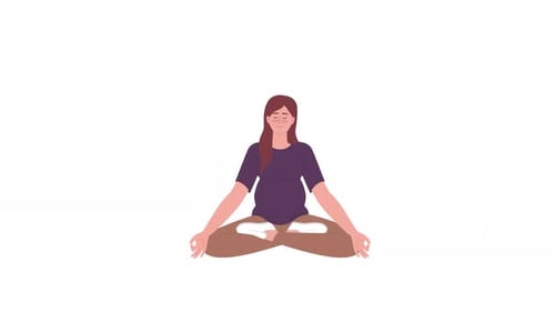 Animierte schwangere Frau in Lotus-Pose