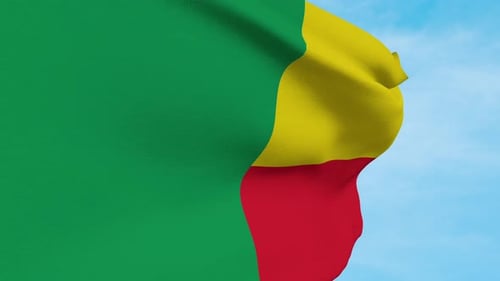 Realistic Waving Flag of Benin Animation