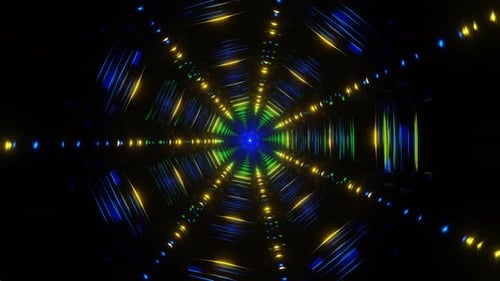 Neon Lights Twirl Rhythmically in a Psychedelic and Colorful VJ Loop