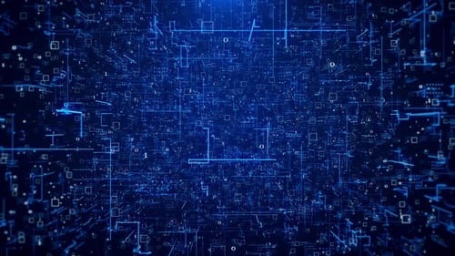 Digital Data Wave Particle of Dots Weave Lines Background Network Connection Cyberspace