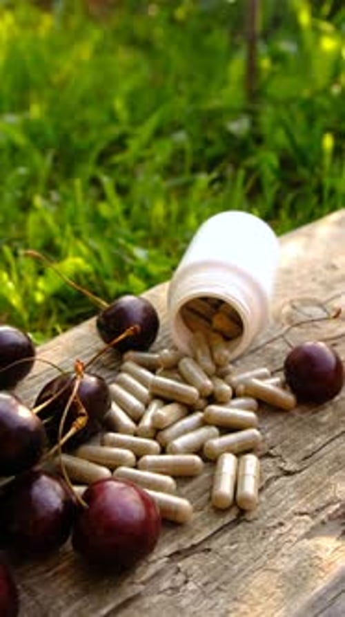Cherry Extract in Supplements Selective Focus