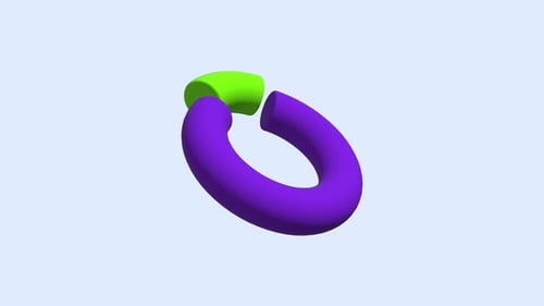 Green purple pie chart business statistic presentation 3d animation on soft blue background