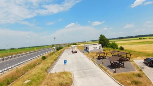 Aerial FPV Stop Station Near Highway
