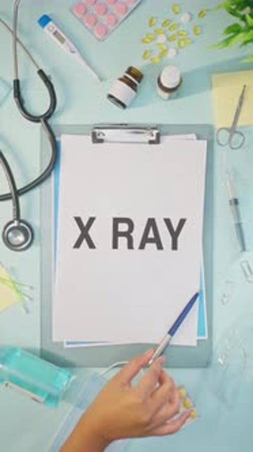 Medical Equipment with X-Ray on Desk in Hospital