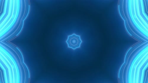 Abstract Blue Neon Lines Kaleidoscope Background Loop