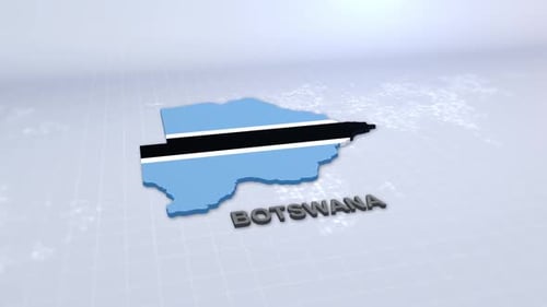 Botswana Map With Flag
