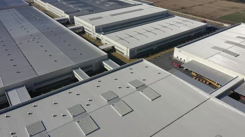 Factory building in city